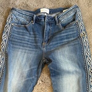 DRIFTWOOD Denim with White Embroidery Straight Leg Jeans